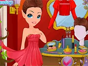 Beautiful fantasy elf girl receiving a spa treatment before applying makeup in the Gorgeous Elf Makeover online game
