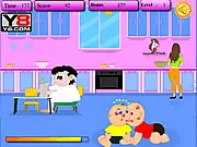 Baby Kiss 2 free online game, stealth kissing game, play Baby Kiss 2 on PlayArcadeHub, cute baby romance game