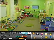 Baby Room Hidden Objects free online puzzle game screenshot showing a nursery filled with toys and furniture