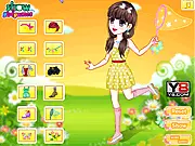 Catching Butterflies free online skill game, a little girl with a net in a beautiful field catching a colorful butterfly