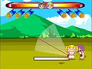 Mud Fighting Arena game screenshot showing children playfully splashing mud at each other in a garden.
