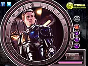 Gameplay screenshot from Pacific Rim Hidden Numbers showing a massive Jaeger robot with small, hard-to-find numbers concealed across the image.