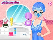 Cute Girl Makeover free online game showing a bridesmaid receiving a facial treatment in a beauty salon, ready for a wedding.