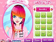 Play Rainbow Make Up free online game, girl with rainbow hair, celebrity makeup stylist game
