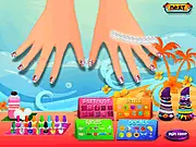 Sarah's Summer Nail Art free game, summer manicure design, girl decorating nails with bright polish and decals, creative fashion game