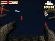The game screen for Astronaut Joe, showing a small astronaut character in a white spacesuit hopping over a gray, cratered moon surface, reaching for a blue oxygen tank power-up.