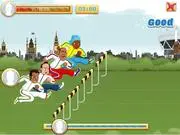 Screenshot from ONE The Race Against Hunger game showing a high score leaderboard and quiz questions