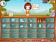 Play Cosmetics Shop Time Management free game online. A busy cosmetics counter with a shop manager serving a customer quickly.