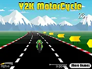 Y2K Motorcycle Racing free online game screenshot, a classic motorcycle speeding down a track against a timer