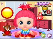 Baby Hair Salon Spa free online game screenshot showing a cute baby getting a haircut and spa treatment.
