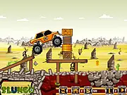 Screenshot of Monster Hummer 2 game showing a large, powerful Hummer monster truck climbing a steep, rocky mountain path