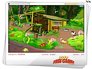 Hidden Angry Birds free online game screenshot showing red birds camouflaged in a green forest scene