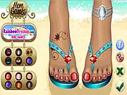 Play Hot Beach Sandals free online dress-up game. Design custom flip flops, platform sandals, and glamorous pedicures for a summer fashion look.