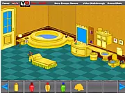 Play Golden Bathroom Escape game online. A view inside a luxurious, golden-themed bathroom with hidden puzzles and objects to find.