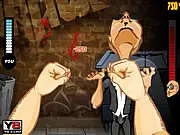 Screenshot from The Brawl - All Stars boxing game showing two unlikely celebrity characters fighting in a cartoon-style ring