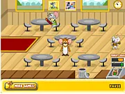 Gameplay screenshot of Jerry's Diner showing customers waiting and Jerry serving food; Time management game interface with upgrade button; Waiter taking an order in a busy diner.