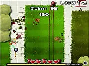 Zombie Home Run 2 game screenshot, player defending a position with a baseball bat, free online zombie defense game