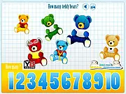 Kids Counting Teddy Bears game screen, free online educational game for toddlers and preschoolers learning to count numbers