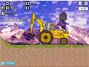Strong Drive Excavator online physics puzzle game, character driving a construction digger to the finish line