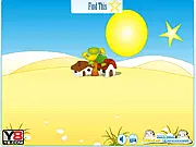 Playing Find the Star, a free hidden object puzzle game set in a desert that transforms into a lively village with trees.