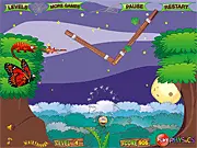 Meadow Adventure free online physics puzzle game screenshot showing a dandelion seed floating in a sunny meadow