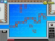 Boat Tracker online puzzle game, arranging pipes to make a path for a boat, free mind game