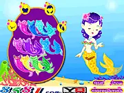Little Happy Mermaid free online dress-up game on PlayArcadeHub, showing outfits and accessories