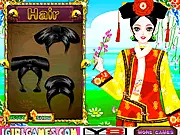Beautiful ancient Chinese princess wearing traditional royal Hanfu dress and gold accessories - Exquisite Chinese Princess game screenshot