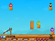 Angry Birds Hunt free online slingshot physics game on PlayArcadeHub - projectile being launched from a slingshot towards targets