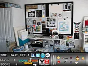Painting Room Hidden Objects game screen showing an artist studio filled with hidden items and art supplies