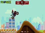 Extreme Stunts 2 bike racing game showing a motorcycle rider performing a huge aerial trick