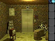 The Floors Escape game interface showing a locked door, a key item in the inventory, and a puzzle waiting to be solved