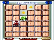 The game board of Tractor Match showing a grid of boxes with two matching car cards revealed - Memory Game Online