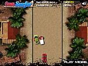 Off-Road Challenge Destruction free online racing game screenshot. An off-road vehicle driving aggressively on a dirt track toward a destructible target.