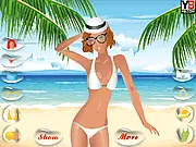 Lady on the Beach Dress Up game screenshot, girl in a bikini, summer fashion game, resort style