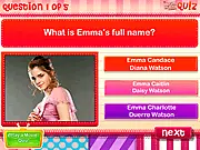 Emma Watson Quiz game, celebrity trivia questions, playing free online fan quiz