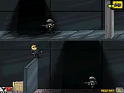 Pyro Guy game screenshot, character planting a bomb, explosion, action-puzzle game online