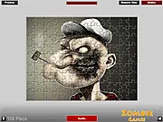 Popeye Zombie Puzzle free game, play online jigsaw game, re arrange broken pieces of zombie Popeye, 4 difficulty levels