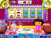 Dora Sandwich Shop game, stacking ingredients to prepare a sandwich, playing free online cooking game