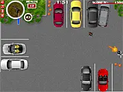 Double Pressure action parking game online free, showing a car being driven while under attack by armed enemies.