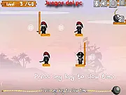 A 2D platformer screenshot showing a pirate trying to avoid a lit bomb.