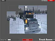 Extreme Trucker free puzzle game, play online 18 wheeler jigsaw, re arrange shattered truck images, timed puzzle game