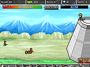 Combat Base Defense online free game screenshot showing military weapons defending a base against attackers