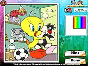 Tweety Bird Coloring Game, a digital coloring page featuring the cartoon character Tweety Bird ready to be colored