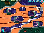 Pour The Fish free online puzzle game, liquid stream of fish being poured down a pipe, guided by a drawn line