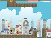 Sliding Jack hero character in a free Flash game, using a colorful super rainbow ability to fight bad guys