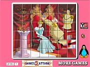 Princess Cinderella Spin Puzzle free online game screenshot showing a rotating picture puzzle in progress