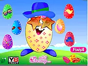 Easter Egg Decoration free online game showing a customized decorated egg with a hat and bow