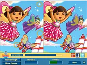 Cute Dora Difference game for free, Dora the Explorer finding five differences online, kids puzzle game screenshot