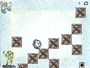 Lazy Lamb 2 free online physics puzzle game screenshot, showing a lamb waiting for lunch and obstacles to be destroyed by clicking.